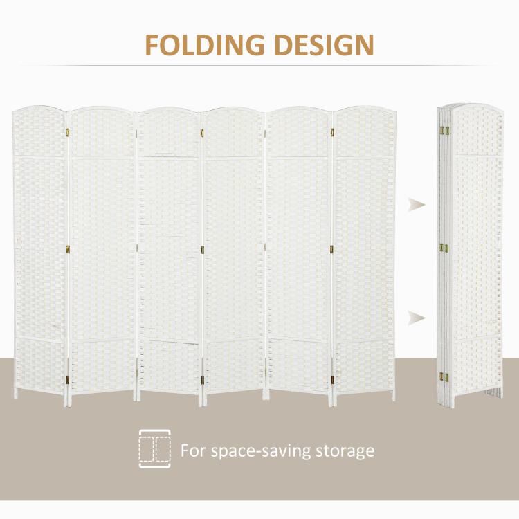 Folding design infographic showing white 6-panel divider and storage illustration