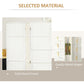 Selected material graphic: white divider with solid wood frame and metal hinges detail