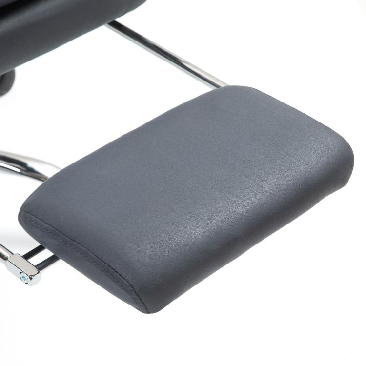 Dark gray padded chair armrest and seat cushion, upholstered microfibre
