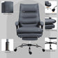 Dark gray office massage chair with microfibre look, thick padding, swivel base, and gas lift