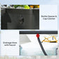 Black cooler cart with bottle-opener cap catcher and drainage hose with faucet.