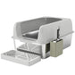 Light gray litter box with metal scoop, scoop holder, and vented insert