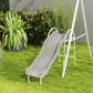 Gray saucer swing with white A-frame stand for kids outdoor play