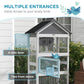 Bird aviary with side door and two front door openings in wire mesh