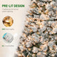 Prelit artificial Christmas tree branch cluster with flocked tips and clear lights