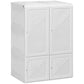 White foldable wardrobe storage organizer with four front doors and embossed panels