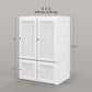 White foldable wardrobe cabinet with vented doors; product dimensions shown (diagram).