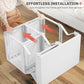 White foldable wardrobe cabinet frame assembly with hinged door panel structure.