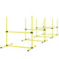 Yellow adjustable dog agility jump bar set with black connectors and low ground poles