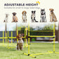 Yellow adjustable height dog agility jump bar with black clamps for training