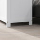 White wooden storage trunk bench base with four legs and corner hardware