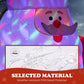 Close-up of inflatable Santa face with glowing interior lights and red nose detail