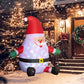 Inflatable Santa decoration with glowing suit lights and red hat outdoors at night