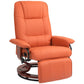 Orange manual swivel recliner chair with extended footrest and padded seat