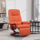 Orange manual swivel recliner with footrest and padded headrest