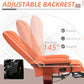 Orange recliner with adjustable backrest and padded seat upholstery
