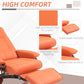 Orange recliner chair with padded side armrest and extendable footrest