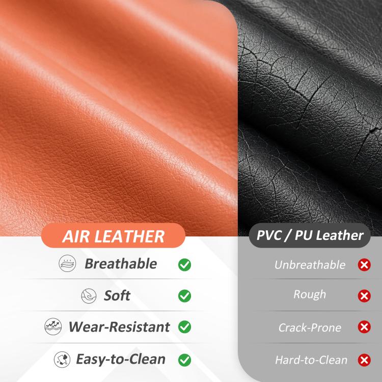 Orange upholstery fabric close-up with smooth grain PU leather texture