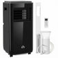 Black portable air conditioner with front vent, plus window kit and remote controls