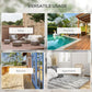 Outdoor folding chair set used for patio, poolside, balcony, and apartment settings collage