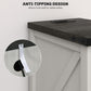 White end table with black top featuring anti-tipping wall attachment hardware