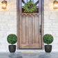 Set of 2 artificial boxwood ball topiary trees in planters with ground stakes