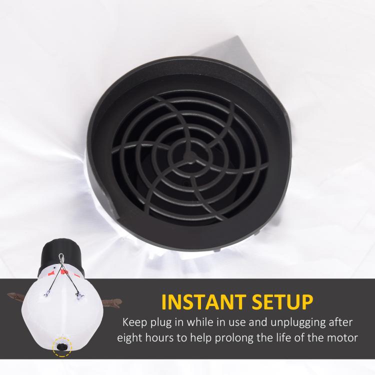 Inflatable snowman air vent with fan grille, showing underside of top section