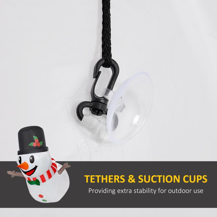 Inflatable snowman hanging hardware with tether and suction cups for stability