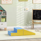 Foam activity steps with blue platform, yellow sides, and gray accent ramp