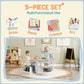 White 5-piece kids table and chairs set with storage cubbies, multi-use