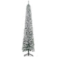 Slim pencil artificial Christmas tree with snow-flocked needles and metal stand base