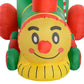 Inflatable yellow cartoon train with smiling face and red cheeks, yard decoration