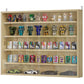 Oak wall display cabinet with two glass doors and five adjustable shelves