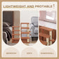 Brown cat step tower shown as pet furniture by a sofa