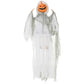 Halloween hanging ghost prop with jack-o'-lantern pumpkin face and tattered white fabric
