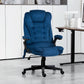 Dark blue executive office chair with high back, cushioned seat, and swivel base