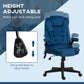 Dark blue height-adjustable office chair with control knob and padded backrest