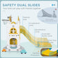 Safety diagram for dual slides with buffer zones and handrail protection