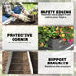 Raised galvanized garden bed corner with safety edging and metal support brackets