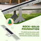 White wooden dog agility seesaw close-up of side supports and green ramp panel