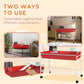 Two-story small animal cage with red tray, removable setup, and rolling stand base with shelf