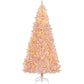 Tall pink prelit artificial Christmas tree with warm white LED lights and metal stand