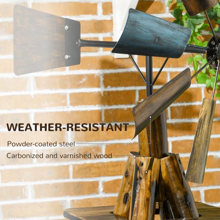 Powder-coated steel weather vane blades with mounting plate on stained wood frame