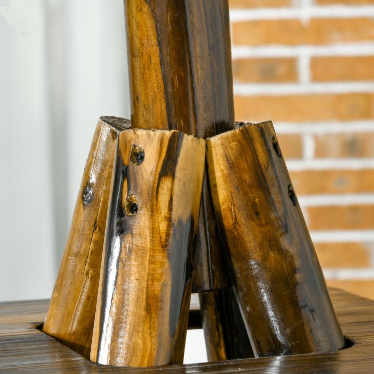 Stained wood tripod base legs with weathered finish for windmill weather vane