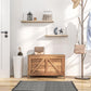Brown wood lift-top storage chest with X-brace front panel and hinged lid, farmhouse style