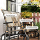 Ergonomic glider bench design with sloping backrest, smooth armrests, curved seat front