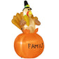 Inflatable Thanksgiving turkey with pilgrim hat, glowing lights, and 'FAMILY' print