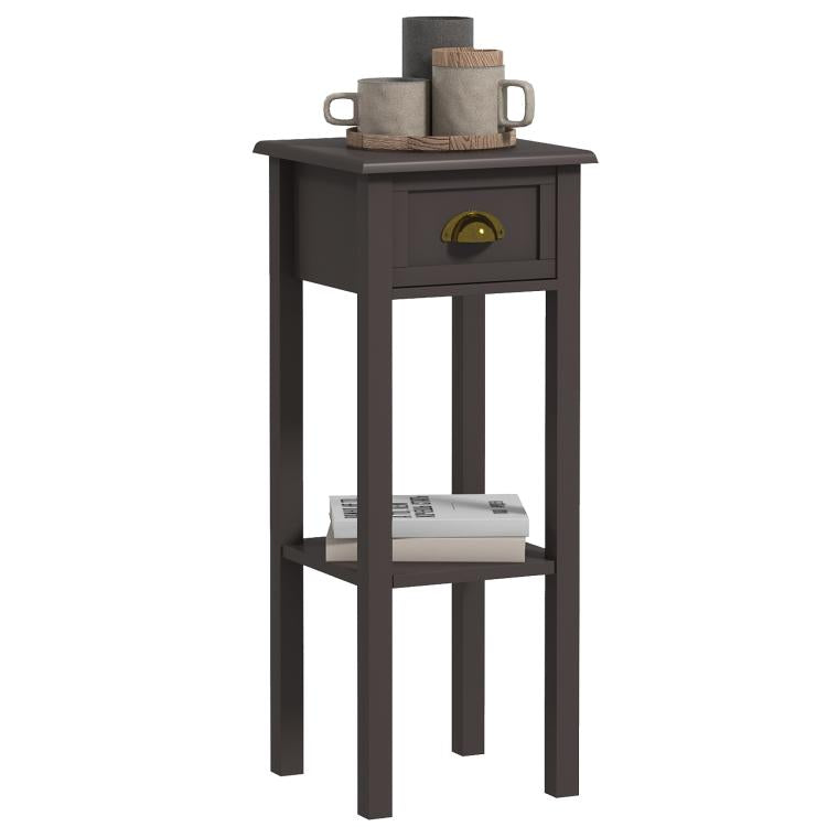 Charcoal 2-tier side table with drawer and open bottom shelf