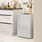 White single-door mini fridge cabinet, freestanding with flat front