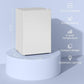 White compact mini fridge with top and side view, single-door design